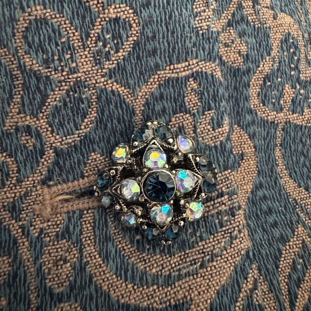 Biacci Jacquard Paisley Blazer Sz 6 Teal Bronze Jeweled Belted Jacket - Picture 10 of 13